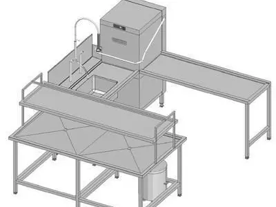 Hobart Industrial Washing Machine Full System 3D model