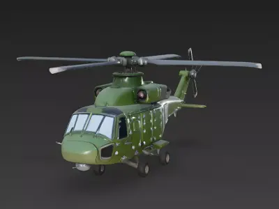 Stylized Tactical Military Helicopter 3D Model Low-poly 3D model