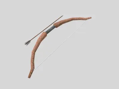 low poly bow 2 and arrow Low-poly 3D model