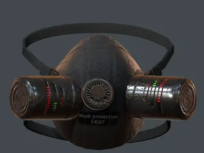 Gas mask helmet 3d model scifi Low-poly  Low-poly 3D model 17