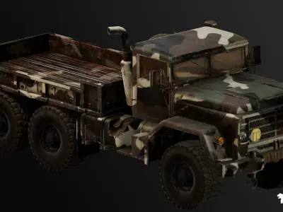 Military Truck - Rigged and BP Controllable Low-poly 3D model
