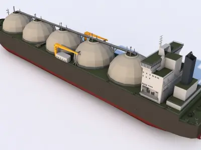 Gas Carrier Tanker Ship Low-poly 3D model