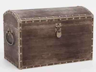 Treasure Chest V1 - Antique Box Filled with Gold Coins - Rigged 3D model