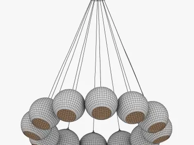 Copper Shade Chandelier 3D model