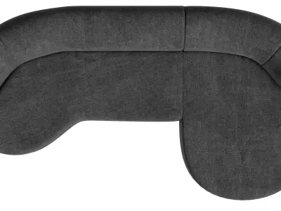 Grey L Curved Upholstered Sofa Low-poly 3D model