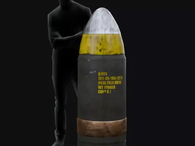 Large Artillery Shell with textures Free low-poly 3D model