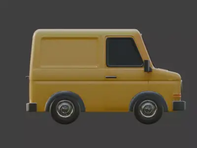 Yellow Cartoon Delivery Van 3D Model Low-poly 3D model