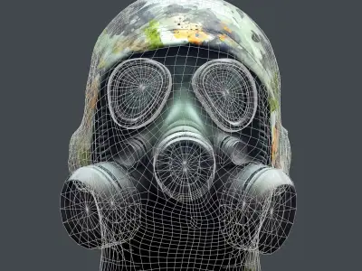 Gas mask helmet 3d model military combat fantasy cyborg  Low-poly 3D model purchase