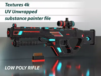 Rifle-modern-gun Low-poly 3D model
