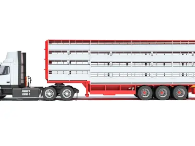  Animal Transporter Semi Truck and Trailer 3D model