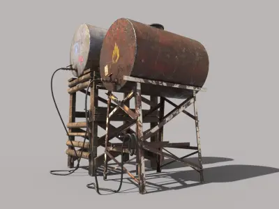 Old Oil And Water Tank 3D model