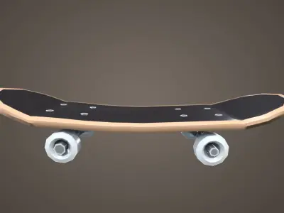 Stylized Skateboard Low-poly 3D model