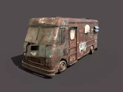 Abandoned Van With Graffiti 3D model
