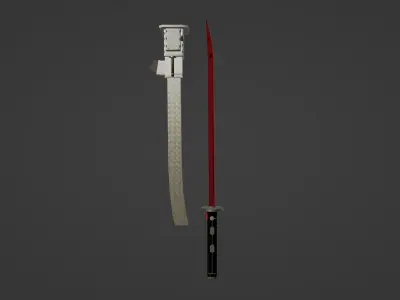 Red sword with scabbard 3D model