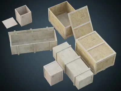 Wooden Crates 1B Low-poly 3D model