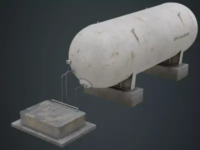 Industrial Gas Tank 1B  Low-poly 3D model