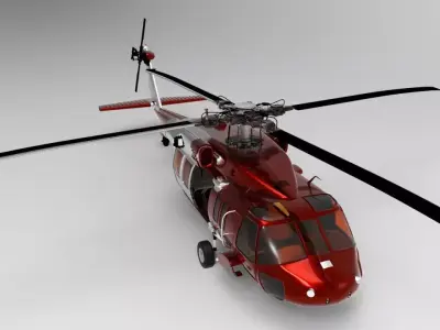 Red Helicopter Low-poly 3D model