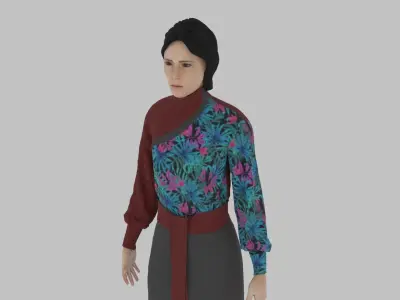 woman in asian clothes Low-poly 3D model buy
