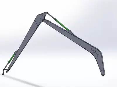 Long Boom  Arm Excavator Free 3D model