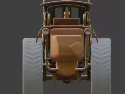 Steampunk Heavy Industrial Tractor 3D Model Low-poly 3D model