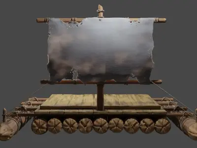 Wooden Raft --- MADE IN BLENDER  FOR CYCLES Free 3D model