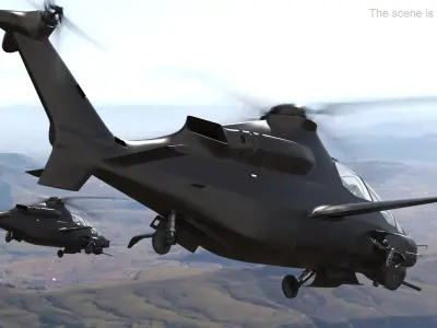 Military Attack Helicopter with Weapon 3D model