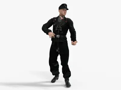 German Panzer Crew Soldier WWII Low-poly 3D model