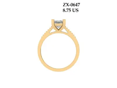 Princess Solitaire Ring 3D print model 5