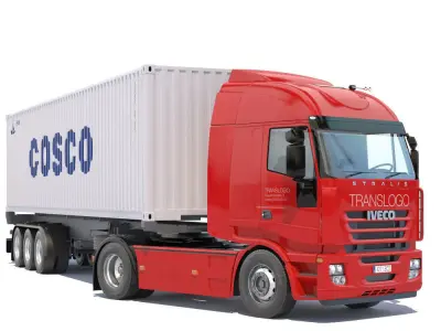 Iveco Stralis with 12 containers 3D model