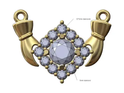 Rhombus diamond cluster holding hands pendant 3D print model