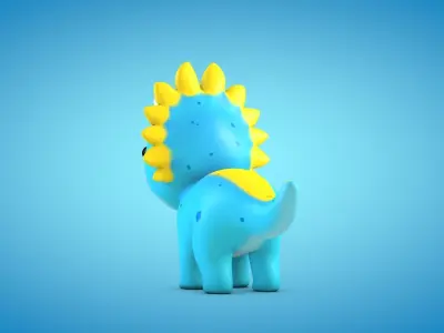 Cartoon Triceratops Dinosaur Low-poly 3D model