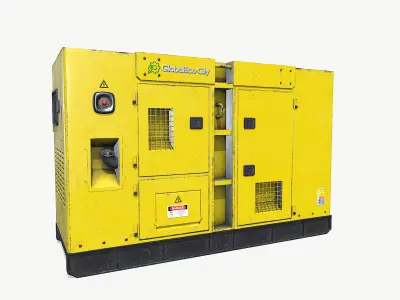 Diesel generator yellow Low-poly 3D model