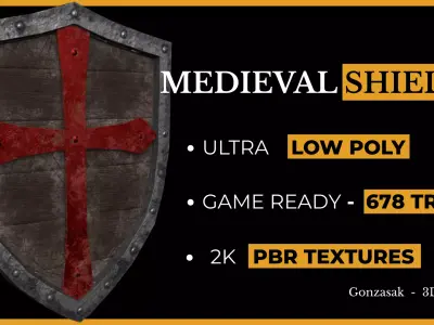 Medieval Shield Game-Ready Ultra Low Poly Low-poly 3D model