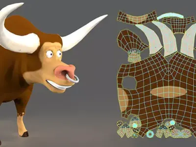 Cartoon Bull Low-poly 3D model buy
