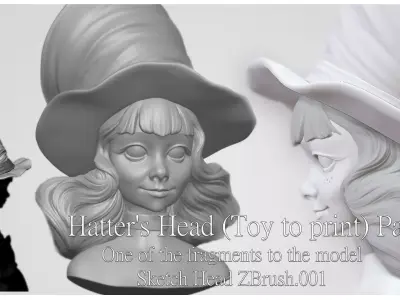 Hatters Head- Toy model to print Part 01 Free 3D print model Free 3D print model