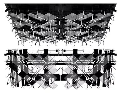 Industrial LED Ceiling Lighting Grid - Warehouse Hanging Light  Low-poly 3D model