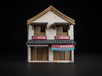 JAPANESE BUILDING PACK AND PROPS 3D Model Collection