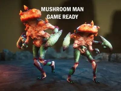 Mushroom man Low-poly 3D model