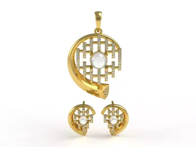 Diamond Pendant Set 08 3D print model