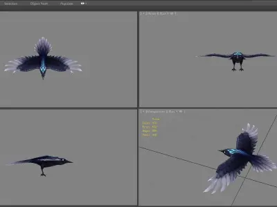 Cartoon Crow - Raven - Black Bird Monster Low-poly 3D model