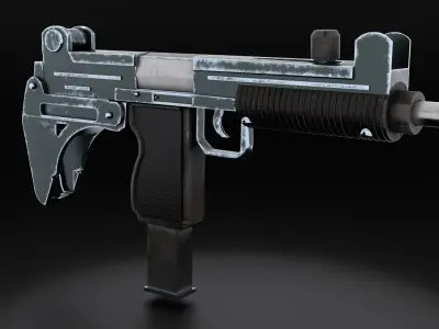 Uzi-miniGun gun Low-poly 3D model