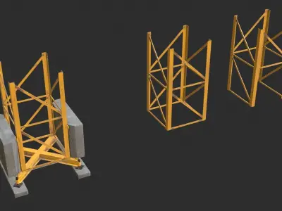 Tower Crane Modular - Yellow Low-poly 3D model