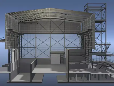 Industrial building in section cut 25i31 3D model