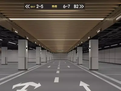 Modern Luxury Car Park - Garage Low-poly 3D model