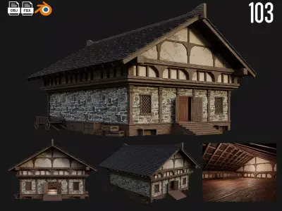 Old Medieval Building 4K Textures GameReady 103 Low-poly 3D model