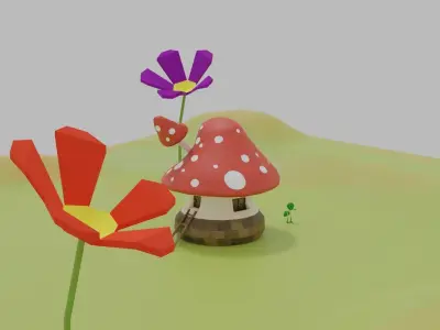 Bugs City Low Poly Cartoon Town 3D Art Free Small Pack Free low-poly 3D model