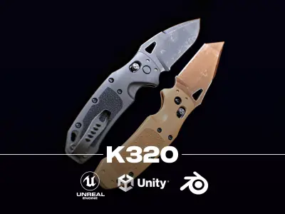 K320 Tactical Knife Low Poly PBR - FPS Weapon Low-poly 3D model