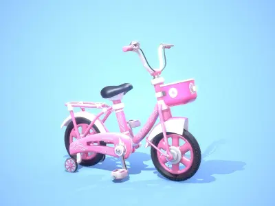 Game Ready Cartoony Bicycle Low-poly 3D model