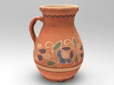 Old clay jug Low-poly 3D model