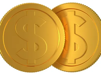 Dollar Gold Coin 01 3D model